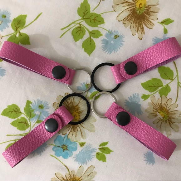 Lot of 4 Handmade Pink Genuine Leather Keychains 🔑 - Picture 2 of 5